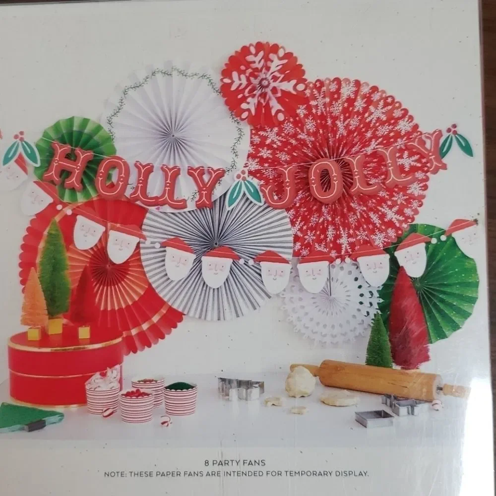 Party Fans by‎ Paperlove NIB Oh What Fun Christmas